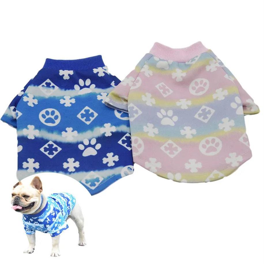 Trend Cartoon Print Pet T Shirt Summer Nowe oddychane ubrania szczeniaka Bulldog Teddy Bichon Dogs Costume213d