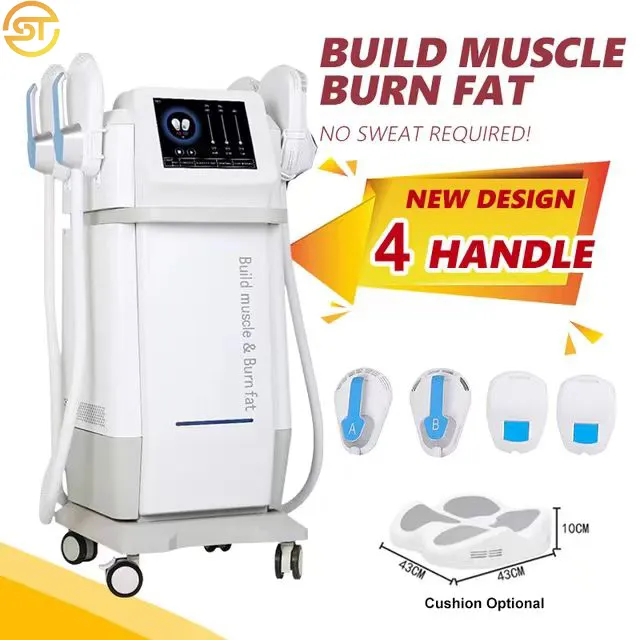 최신 Emslim RF Body Sculpting Machine 4 핸들 전자기 건물 근육 자극기 기계