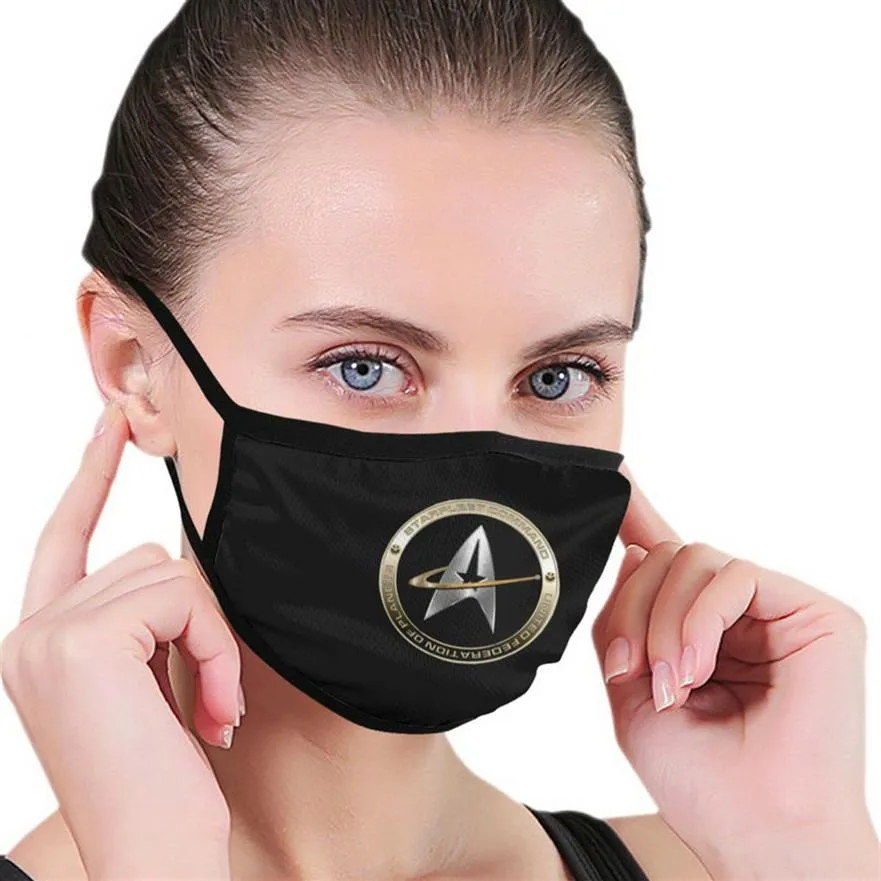 Wasbaar Herbruikbaar Star Trek Mondmasker Anti-stof Half Gezicht Mondmasker voor Mannen Vrouwen Stofdicht met Oorlussen Black242f