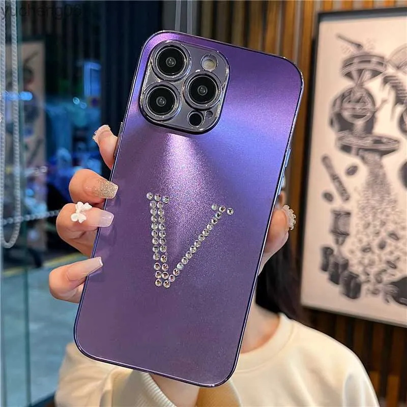 Designer Diamond IPhone Case Purple Gold Phonecase Para IPhone 14 Plus 14pro 14promax 13pro 12 11promax 12pro Xs Xr Antifouling Phone Cover