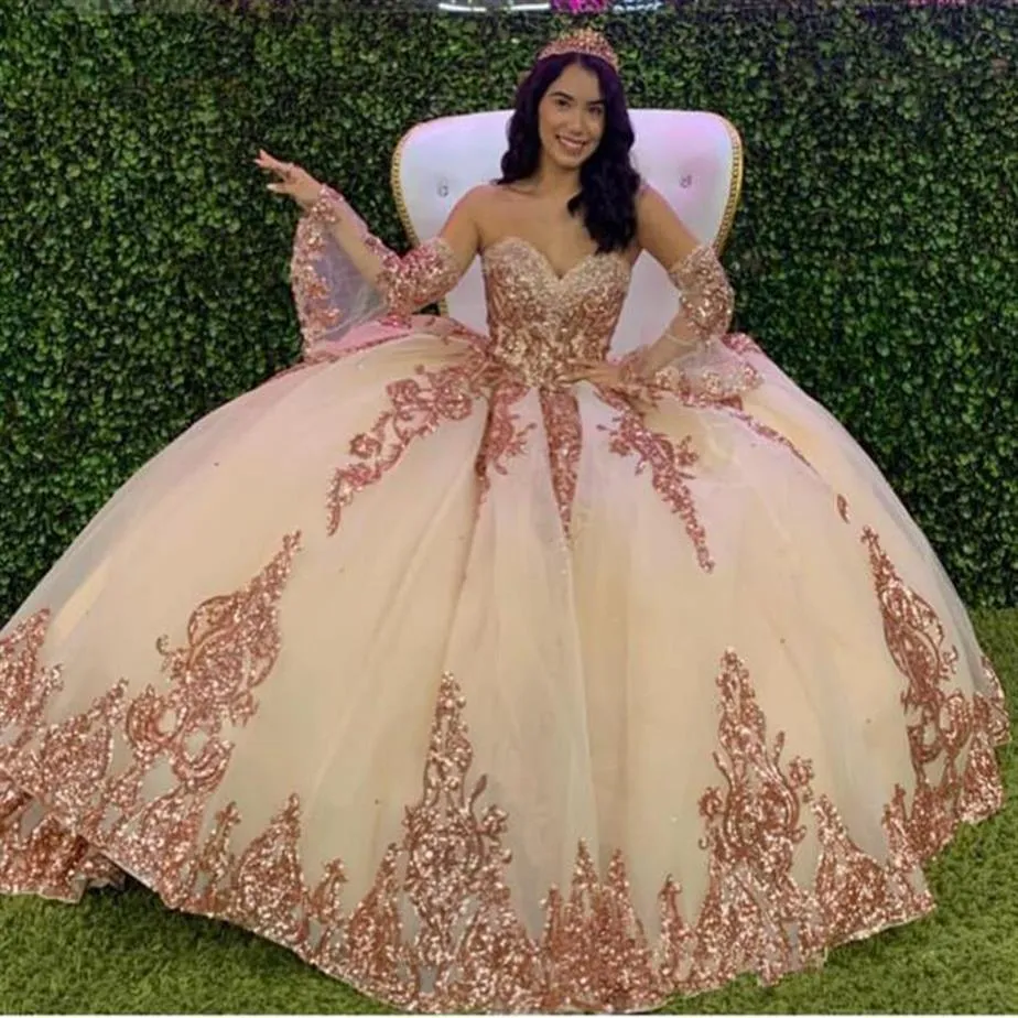 Blaskly Quinceanera Sukienki Nowoczesne ukochane koronkowe aplikacje cekiny balowe tiul tiul vintage wieczorowy impreza słodka 16 sukien