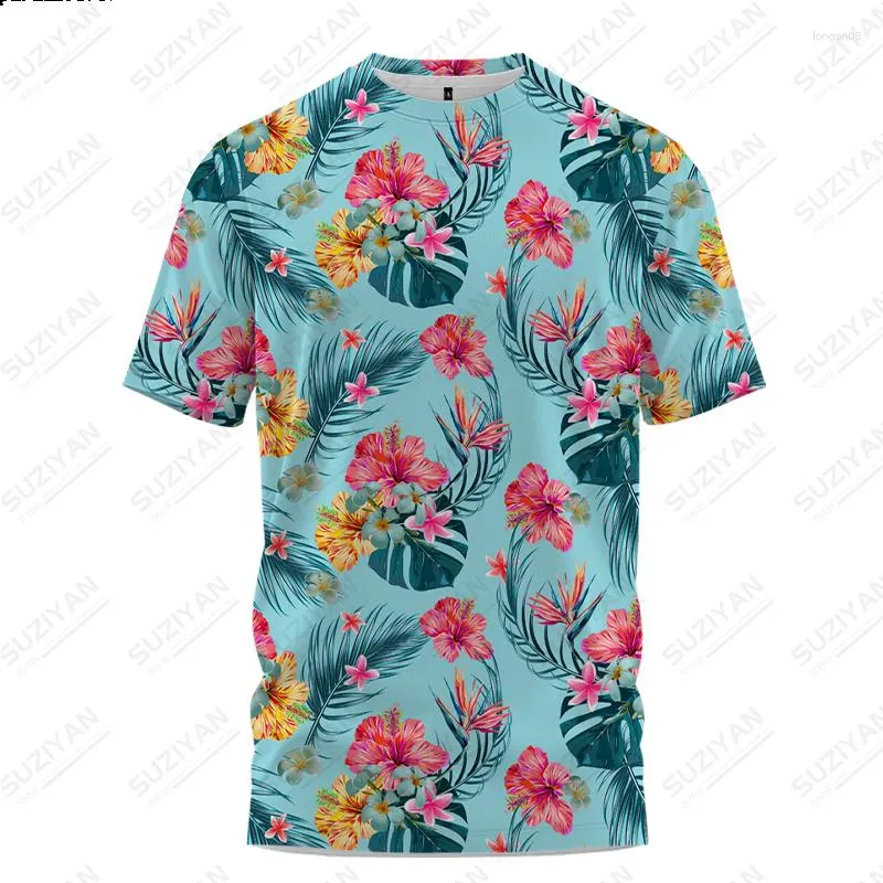 Herr t shirts sommar kort ärm o-hals pullover topp 3d tryckt lös casual hawaiian enkel plus storlek retro ungdomsblomma resor