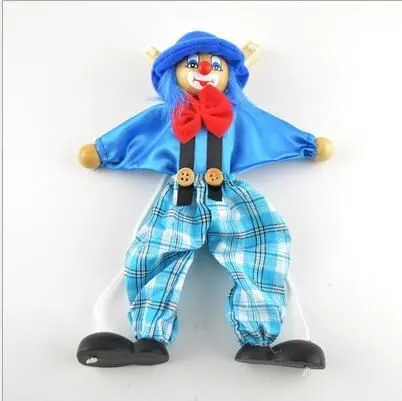 マリオネットの人形：ヴィンテージカラフルなプルストリングピエロ木製