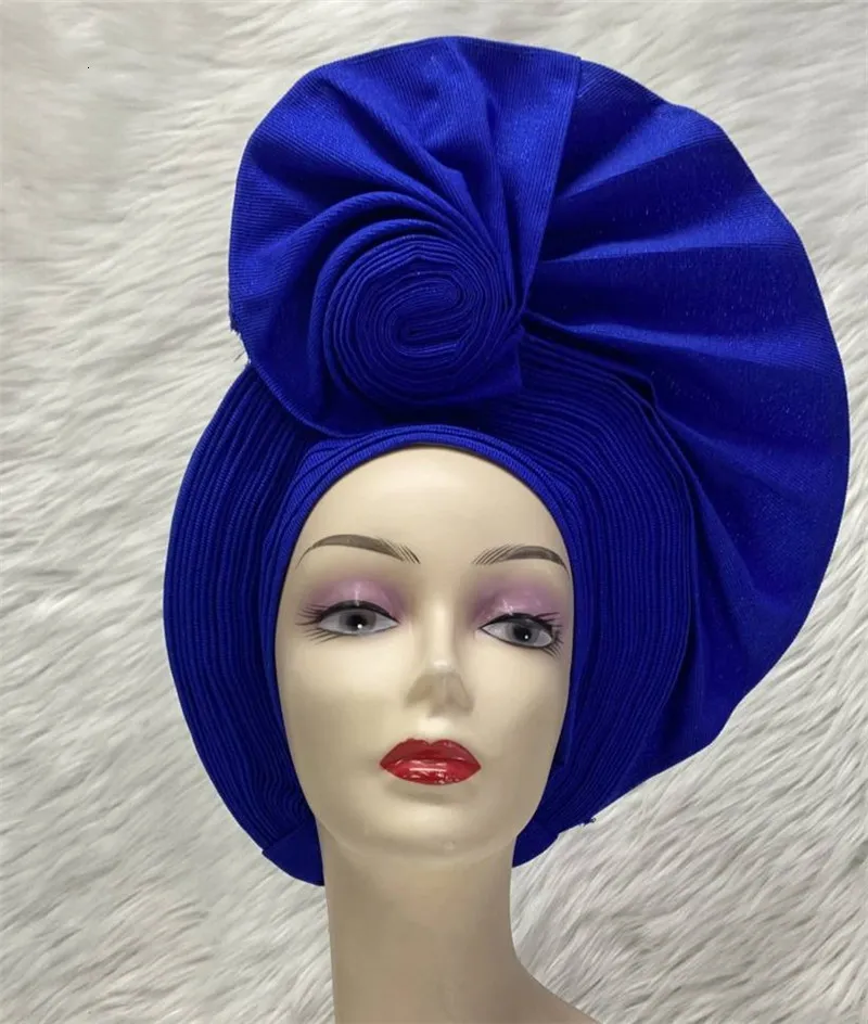 Copricapo in tessuto e cucito gele già realizzato copricapo africano per donna turbante femme gelee nigeriano aso oke bonnet femme beads headtie1set 230721