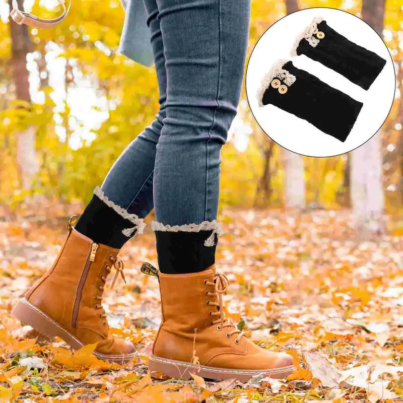 Femmes Chaussettes Tube Hiver Boot Cover Couvre Court Chaud Acrylique Femmes Femmes Dentelle Tops