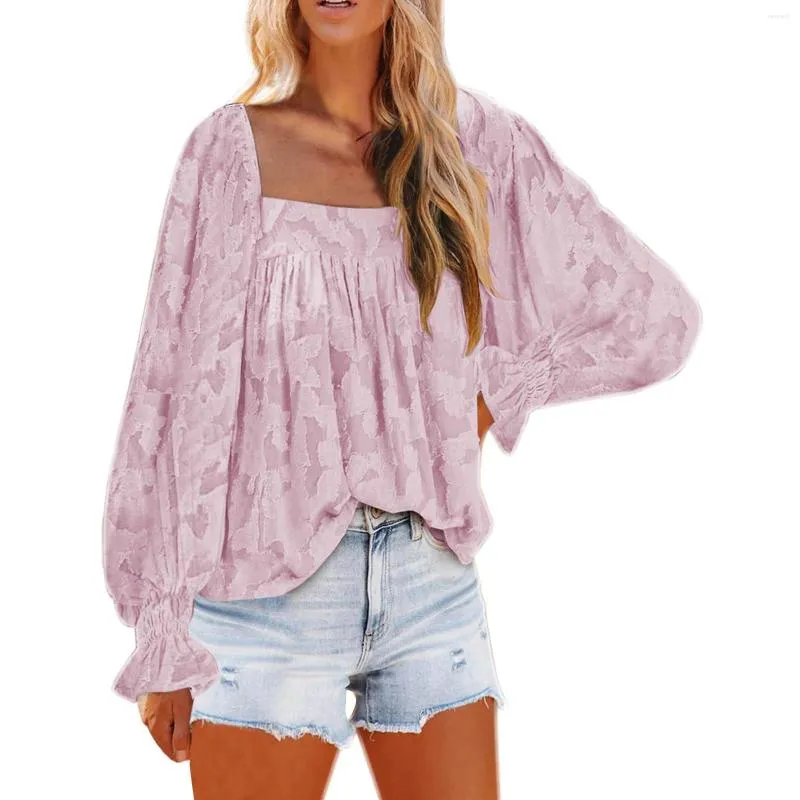 Dames Blouses Dames Bloemen Losse Shirts Vierkante Hals Lange Mouwen Trui Tops Blusa Feminina Casual Blouse Blusas Para Mujer