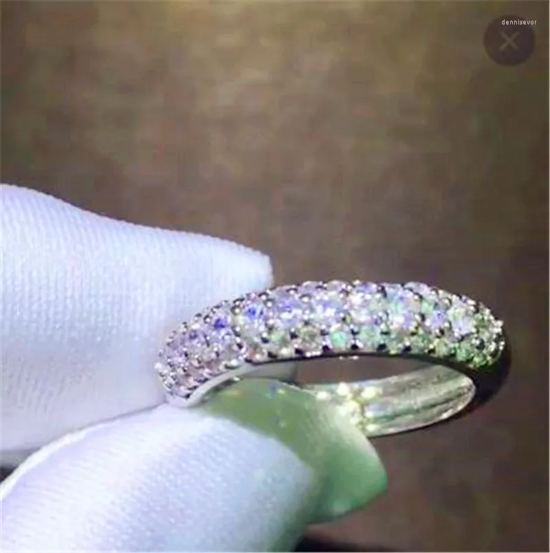 Pierścienie klastrowe luksusowy okrągły pierścień 925 Srebrna srebrna torba ślubna dla kobiet biżuteria z cyrkonem moda bijoux rozmiar US 5-13