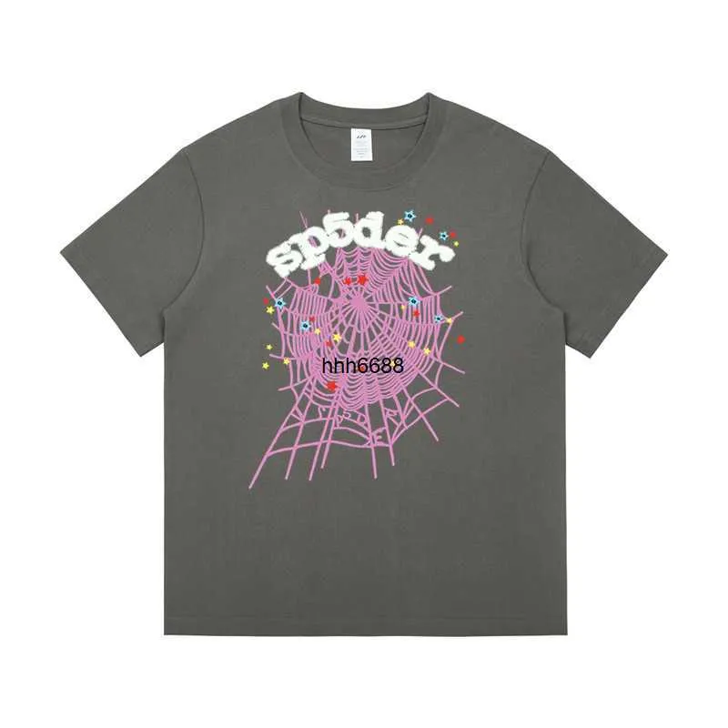 QKKM Mens T-shirts Spider Web 555 graphique 230gsm Cotton Summer Hip Hop Men O-Neck T-shirt Harajuku T-shirt mâle Tops Tees Streetwear