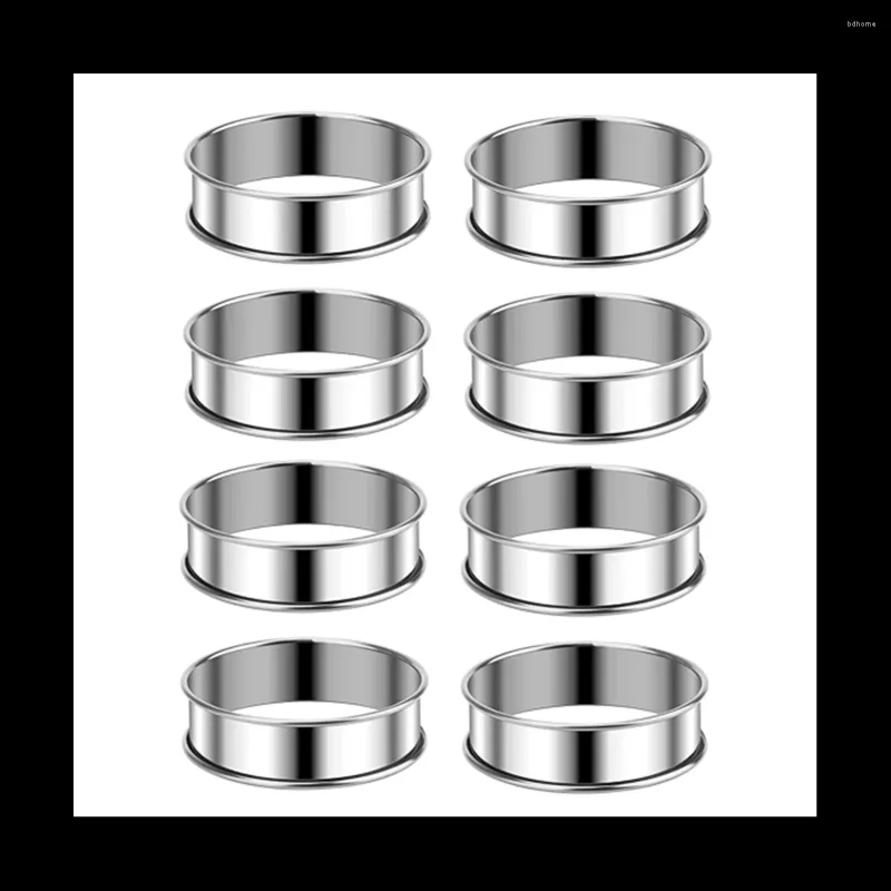 Moldes para hornear Anillos para muffins de 3,15 pulgadas Crumpet 8 piezas Moldes de acero inoxidable Anillo redondo para tarta de doble laminado