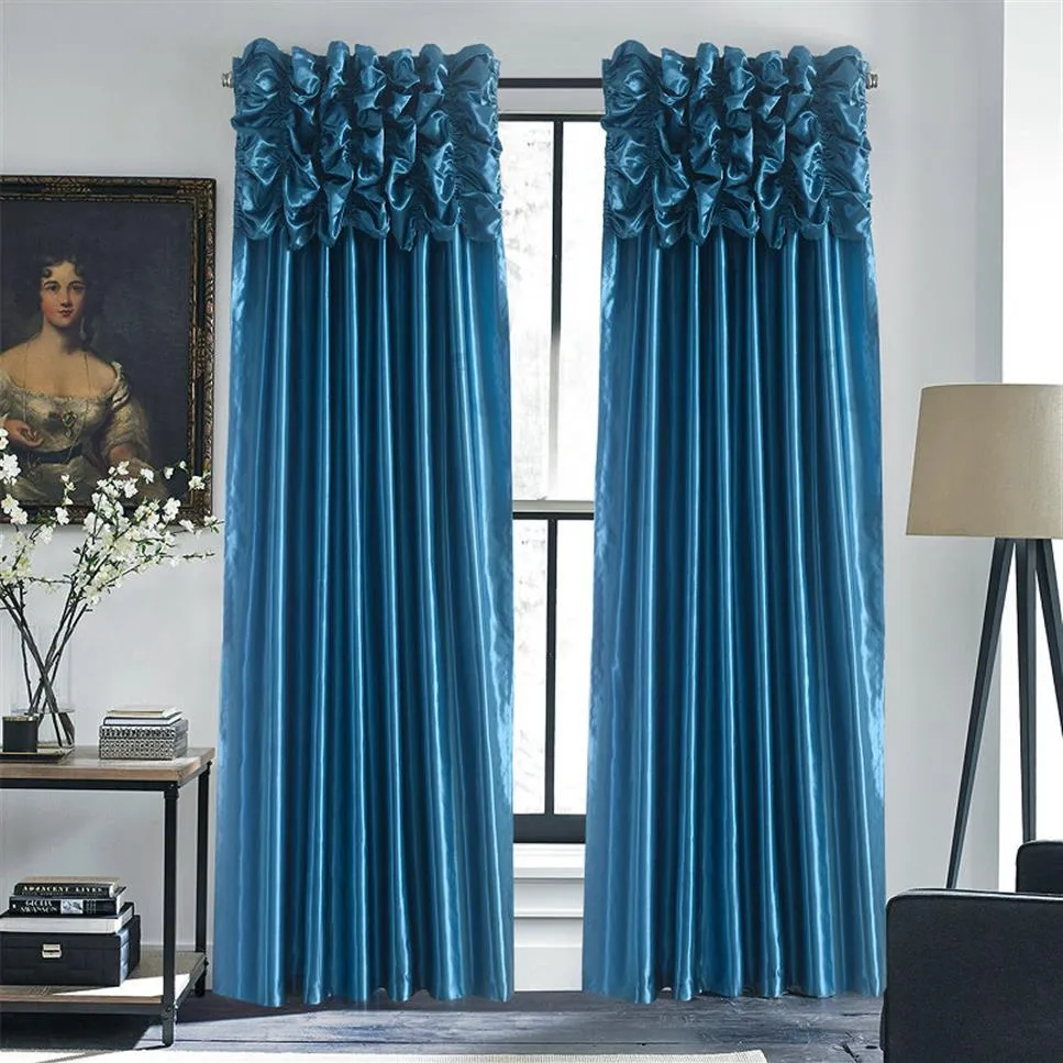 Luxury Valance Curtain Ready Made Window Treatment Drapes For Living Room Sovrum Solid Color Panel Anpassad beställning Balans PA276I