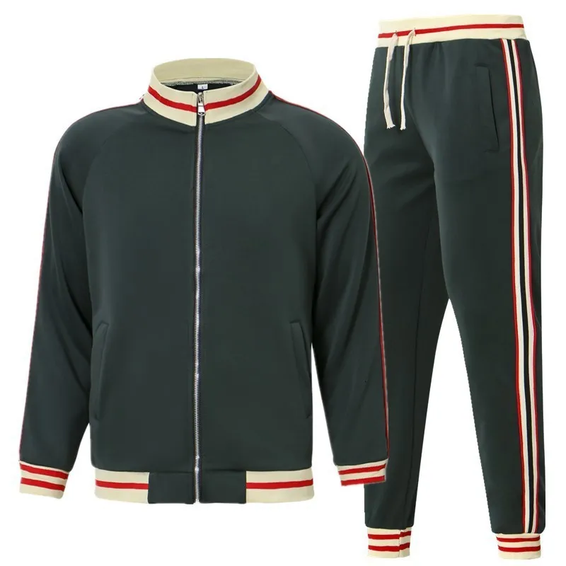 Herren-Trainingsanzüge, Herbst-Herren-Trainingsanzug, lässige Herren-Sets mit Reißverschluss, Strickjacke, Baseball-Jacke, Hosen, 2-teiliger Anzug, gestreifter Jogging-Sportanzug, männlicher Sweatsuit 230721