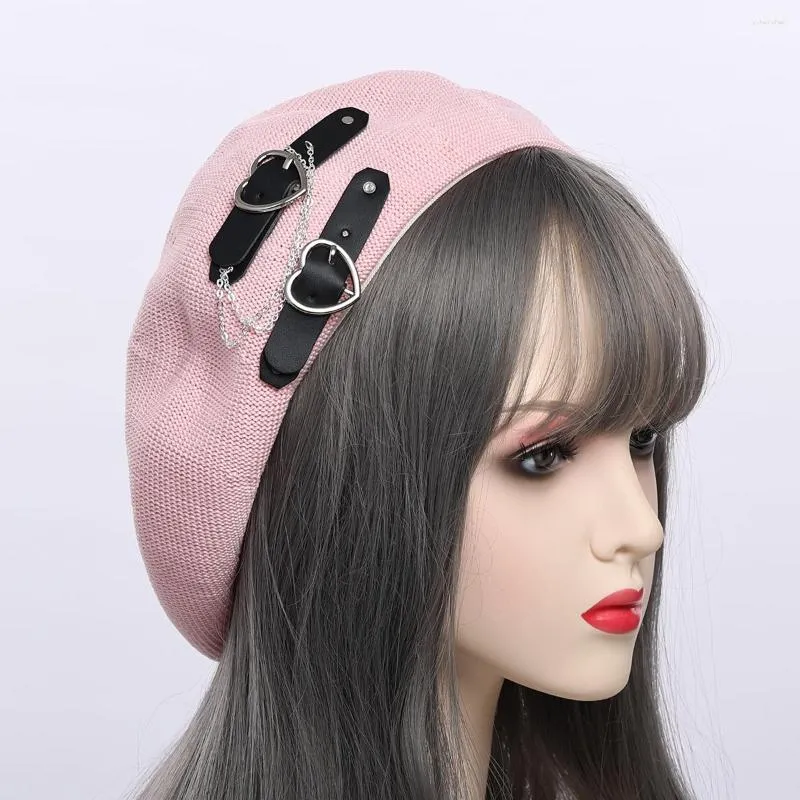 Bérets fille Punk béret chapeau Goth Preppy Style femmes cheveux accessoires mode Beanie JK été respirant gothique Lolita chapeaux casquette