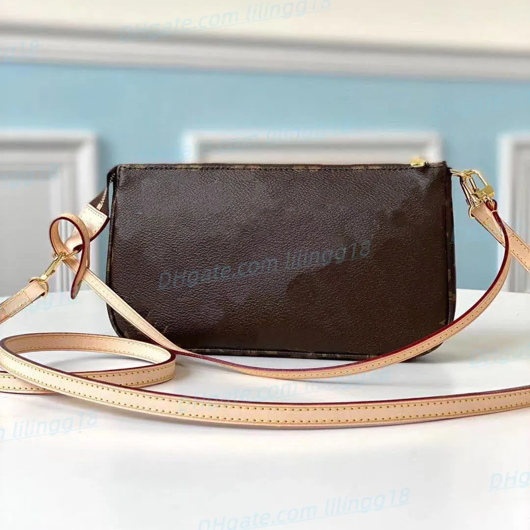 عالي الجودة Pochette مصمم فاخر محفظة محفظة Crossbody مصمم حقيبة اليد حقيبة اليد أكياس الكتف السيدات Luxurys خمر الجلود Damier Canvas حقائب اليد