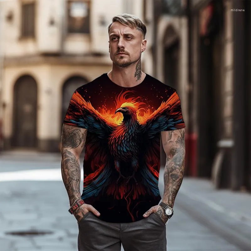 Men's T Shirts 3D Colorful Phoenix Graphics Round Neck -shirts In Summer Street Harajuko Top Fashion Leisure Oversized -shirt