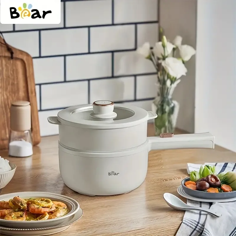 Läckra måltider på några minuter: 1,6L Bear Electric Hot Pot With Steamer Multifunktionell elektrisk kruka