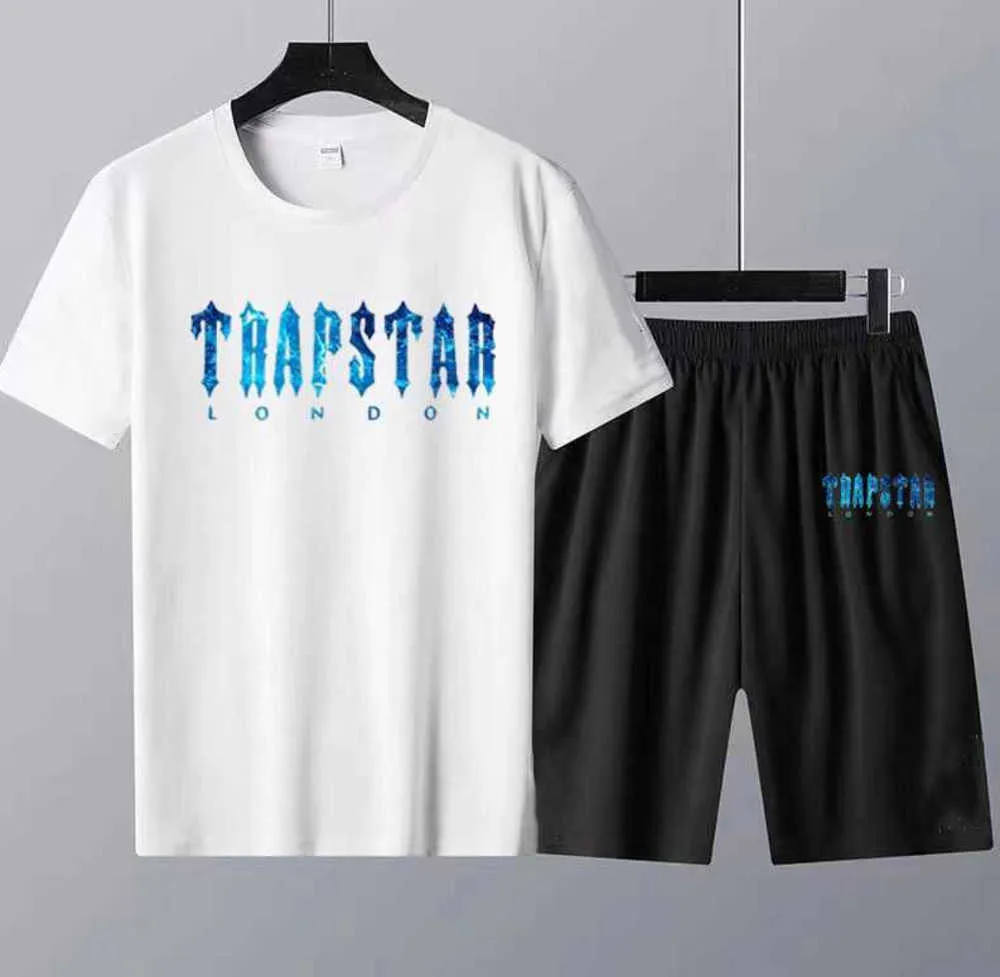 Men's T-Shirts New Summer Trapstar T Shirt and Shorts Set Luxury Brand Cotton TShirt Print 2 Piece Suit Women's Tracksuit Design of motion 417ess