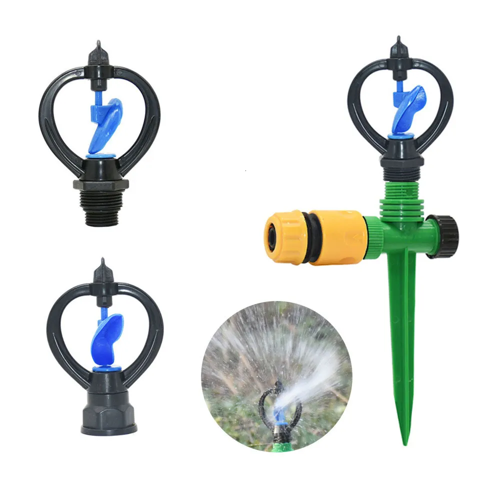 Watering Apparatuur Tuin Gazon Roterende Sprinkler 12 "34" Buitendraad Verstrooiing Nozzle 360 Graden Automatische Irrigatie 230721