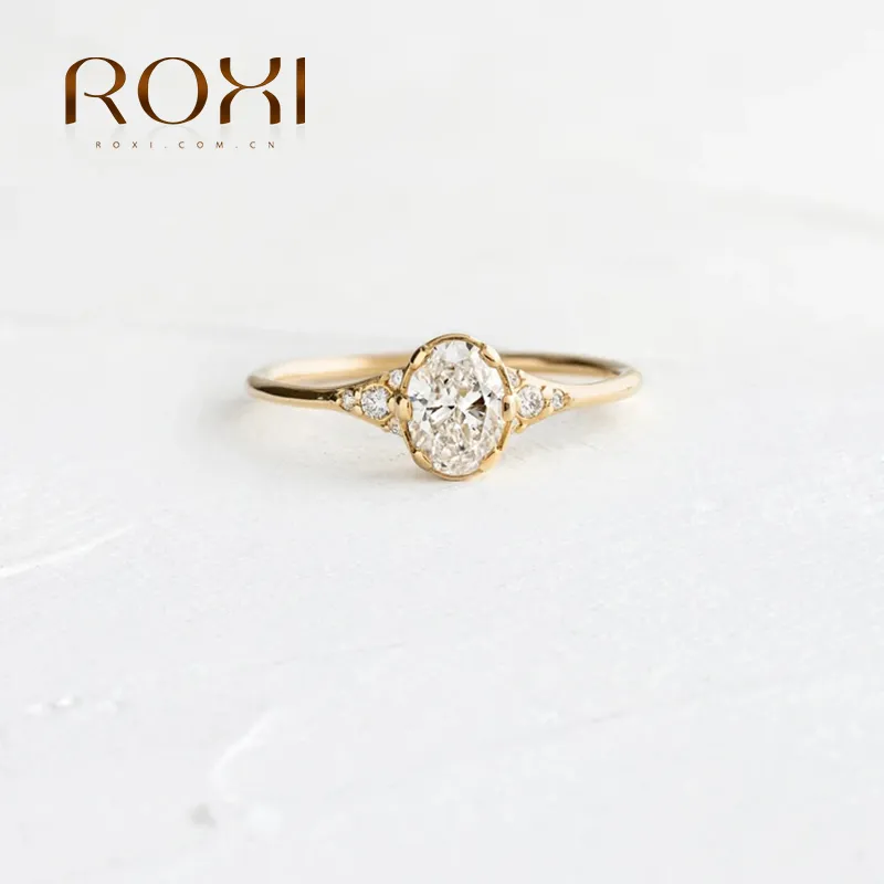 ROXIエレガントな楕円形の宝石リング女性の女の子の結婚指輪925スターリングシルバーフィンガーリング婚約リングジュエリーアニロ