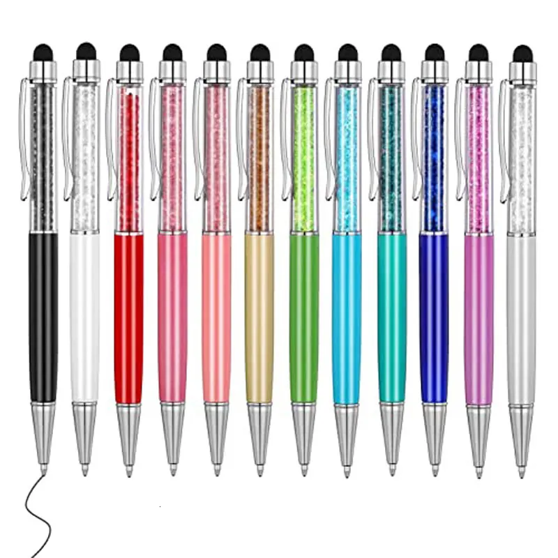 Bollpoint pennor 50 st/lot crystal metal Ballpoint penna kreativ pekare touch för att skriva brevpapper kontorsskola gåva gratis anpassad 230721