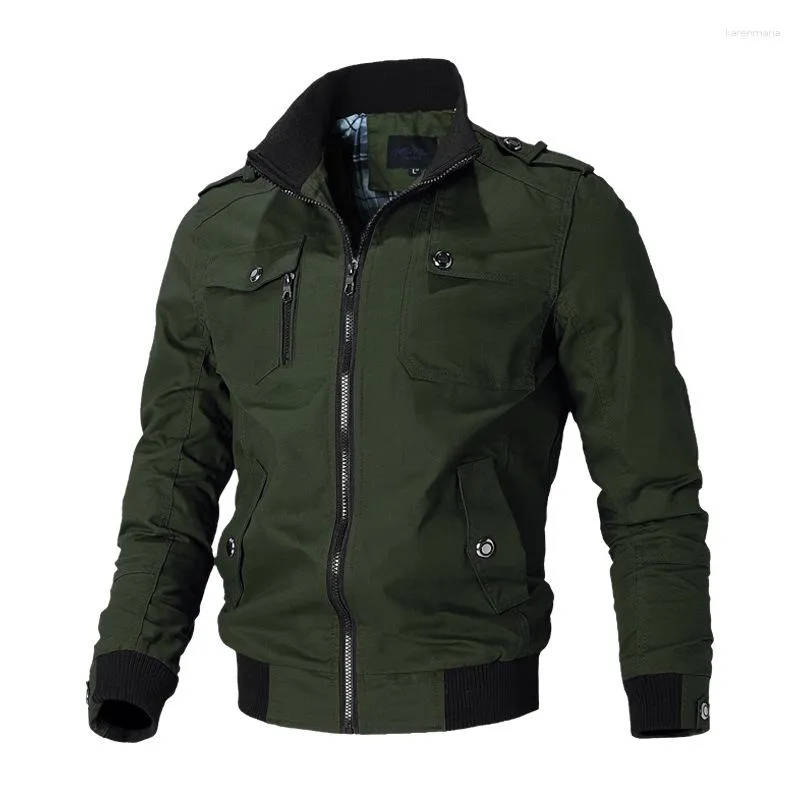 Vestes pour hommes hommes militaires Chaquetas col montant manteaux décontractés haute qualité multi-poches outillage printemps automne 5