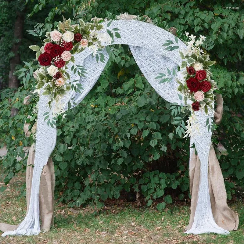 Dekorativa blommor Party Joy 2st Artificial Rose Peony Wedding Arch Fake Plant Bakgrund Vägg Välkommen Gästkortsdekoration