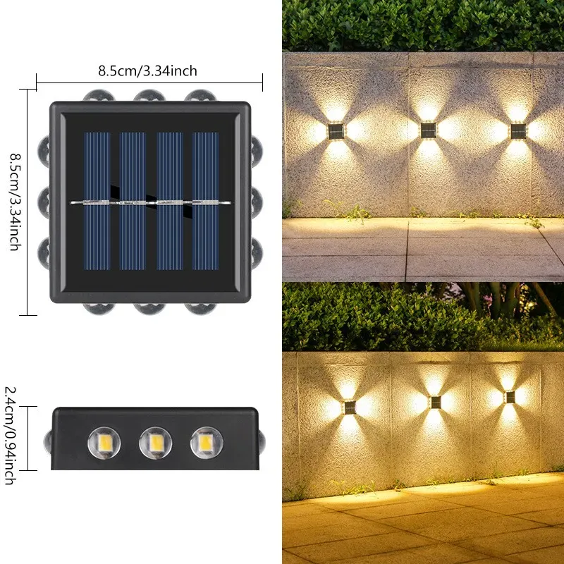 4 Côtés Lampes Murales Solaires Extérieures 16 LED Chaudes Étanches Haut Bas  Droite Gauche Éclairage Solaire Lumineux Balcon Cour Jardin Décoration  Projecteurs À Énergie Solaire Du 6,01 €