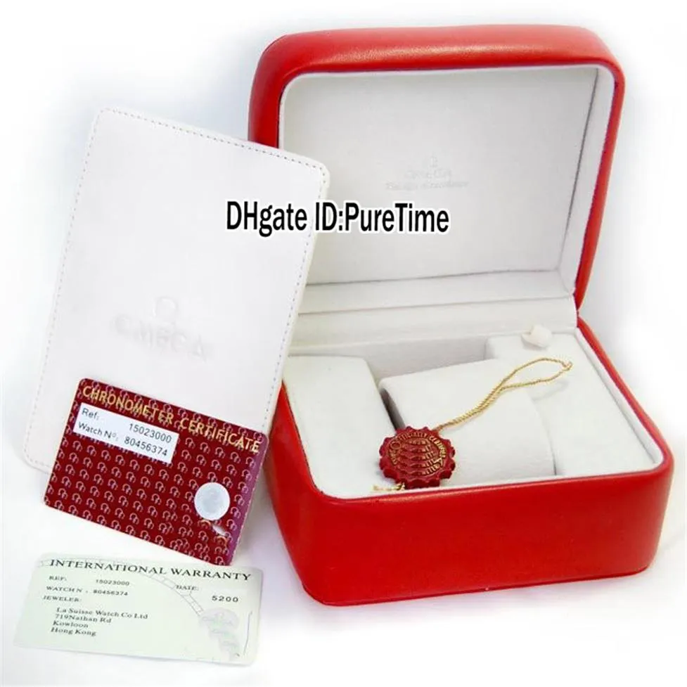 Boîte de montre en cuir rouge de haute qualité montres entières pour hommes femmes boîte d'origine certificat carte cadeau sacs en papier OMBOX carré pour P182s