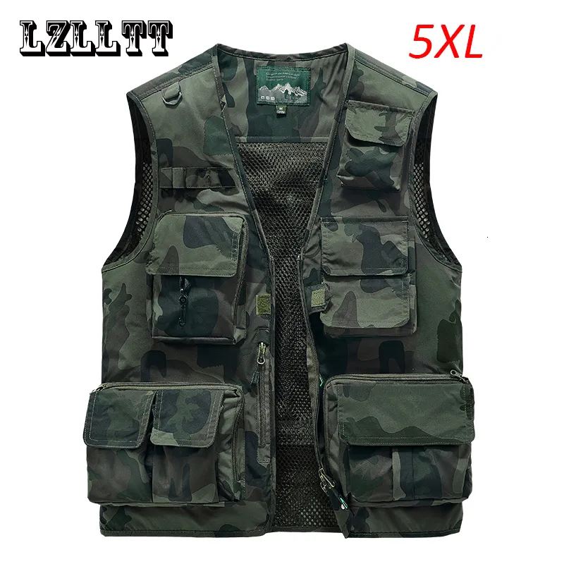 Camouflage Multi Pockets Sleeveless Cargo Vest For Men Tactical