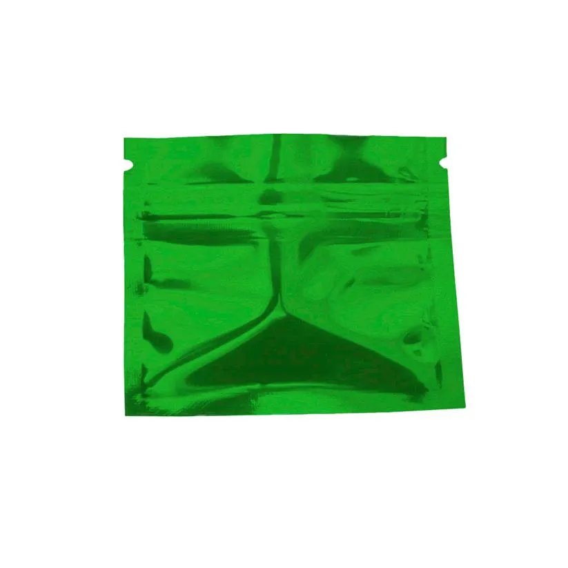 7 5 6cm 200 st mycket grön mylar Återställbar zip -låspaketpåsar Zip Lock Aluminium Foil Packaging PAGE POURRY STORAGE POUCHES239W