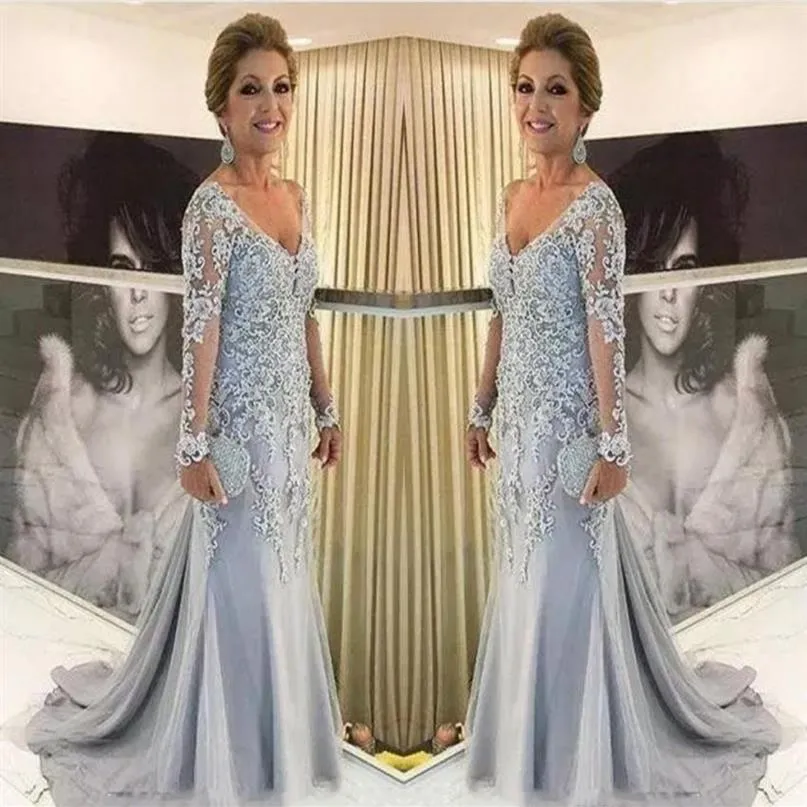 Vestidos Elegantes De Manga Comprida Para M e Da Noiva 2019 Decote