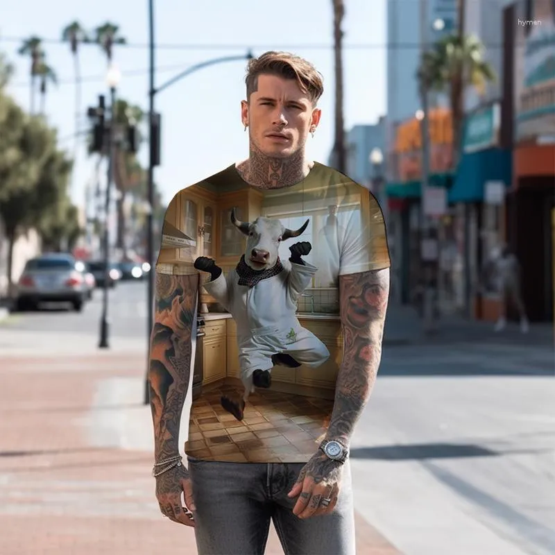 T-shirts pour hommes Summer -shirt Cow Kitchen 3D Imprimé Funny Style Fashion Trend Loose