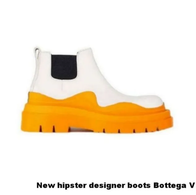 Witte Dames Man BOTTEGA laarzen luxe Tire Lean Leather Chelsea Dames laarsjes Heren Lug platform chunky schoenen lady Knight low top boots designer boot 35--45 AACCCX