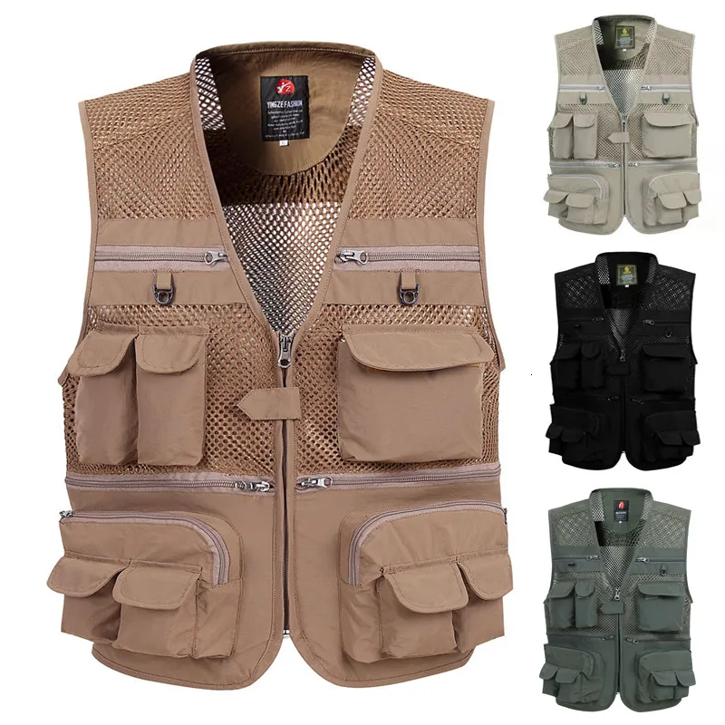 Coletes Masculinos Roupas Masculinas de Verão Sem Mangas Casual Casaco Malha Cargo Coletes Pesca Outerwear Ao Ar Livre Baggy Masculino Puffy Colete Jaqueta Para Homens 230721