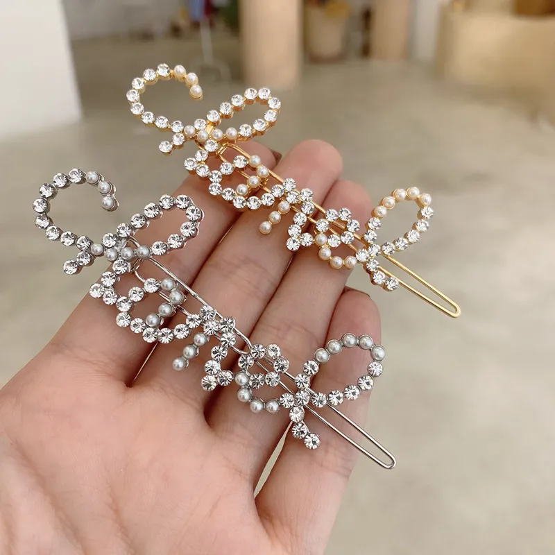 2023 Kobiety Pearl Rhinestone Letter Fryzury Bling List Barrettes Modna Akcesoria do włosów na imprezę podtrzymującą spinkę do włosów