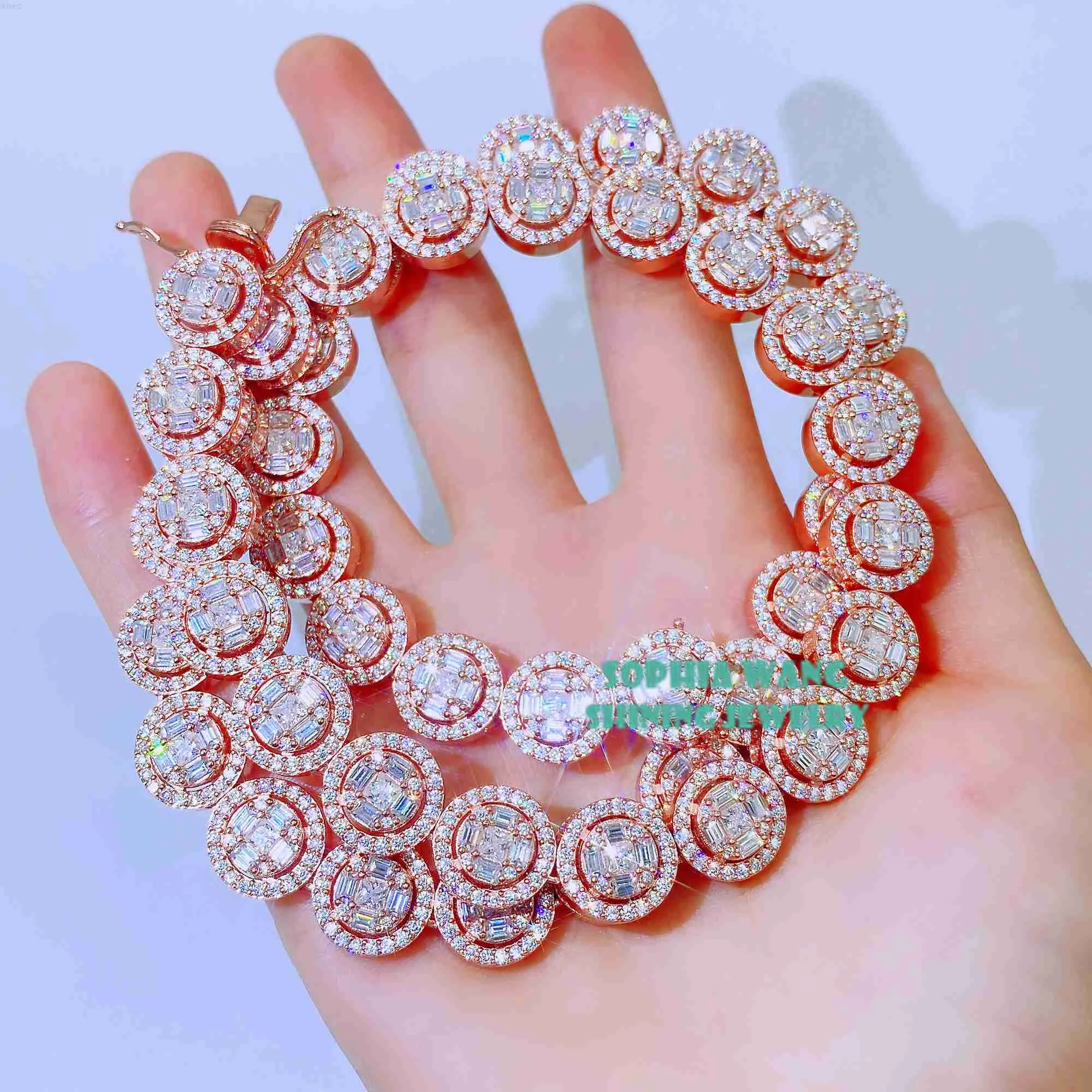 Luxury Pass Diamond Tester S925 Sterling Silver Round Beads Necklace Vvs Diamond Moissanite Ice Chains Hip Hop