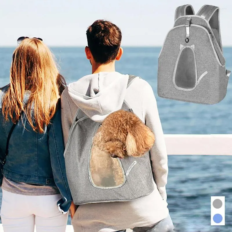 Porta-gatos Mochila para cães de estimação Bolsa de ombro dupla portátil para viagem ao ar livre com malha frontal