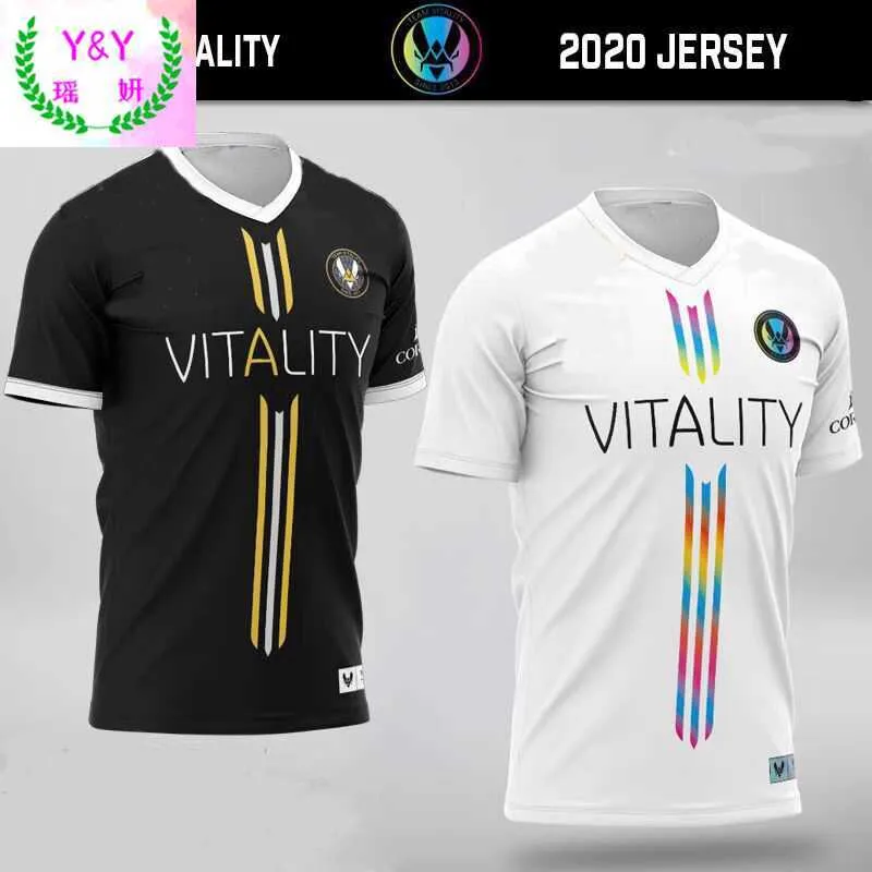 Camisetas masculinas NOVO uniforme da equipe de vitalidade da abelha francesa manga curta CSGO e-sports SHOX terno de competição verão esports camiseta nova 2022