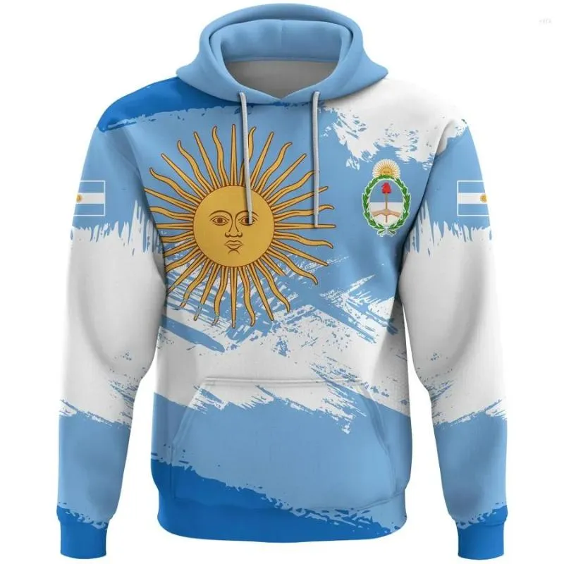 Herrtröjor kid100-6xl 3d print est argentina sport country flagga unika män kvinnor mysiga hrajuku casual streetwear hoodie zip tröja