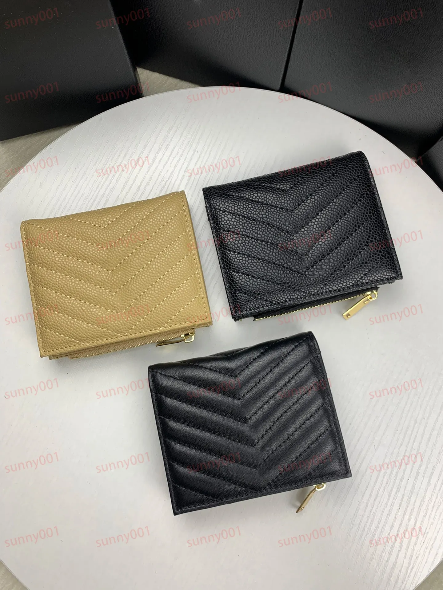 Petit portefeuille carré Designer Lingge Line Card Bag Portefeuilles Flip Buckle Purse Multi Level Card Position Luxury Solid Color Short Purse Photo Folder