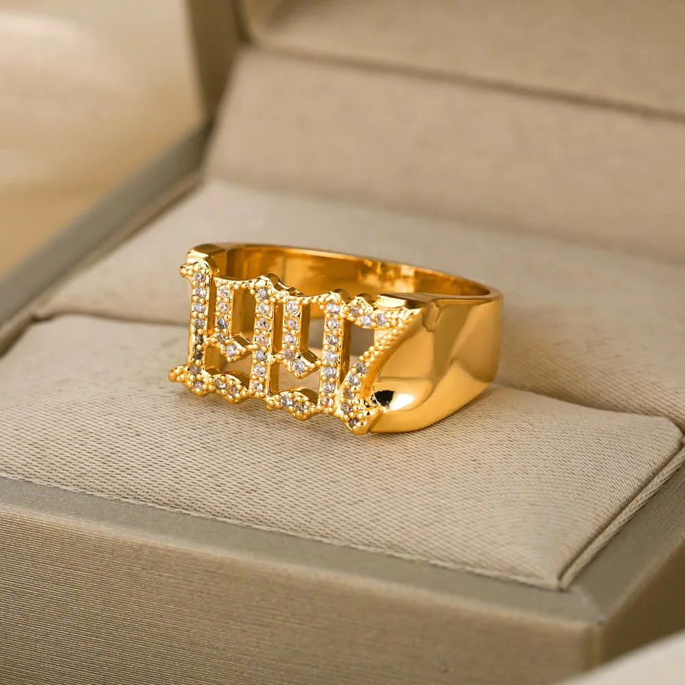 1997 год кубические циркониевые кольца для женщин из нержавеющей стали золотой кольцо с рождением годы циркона ювелирные ювелирные украшения Anillos Mujer