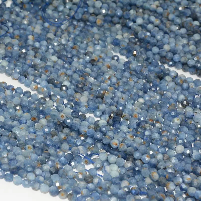 Pietre preziose sciolte Perline rotonde sfaccettate di cianite di qualità semplice naturale 4,2 mm Nessun trattamento del colore