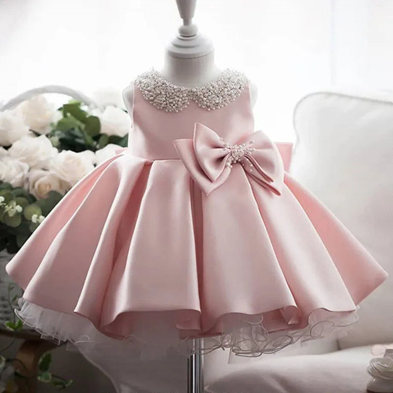 Neonato Battesimo Principessa Toddler Festa di compleanno Bambini Battesimo Vestiti per bambina Abiti estivi Tutu Abiti bianchi 1 anno