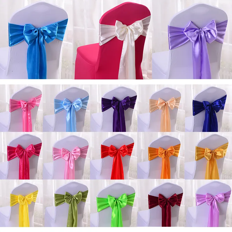 SASHES 10/50/100st Satin Chair Bow Sashes Wedding Stol Knots Ribbon Fjäril