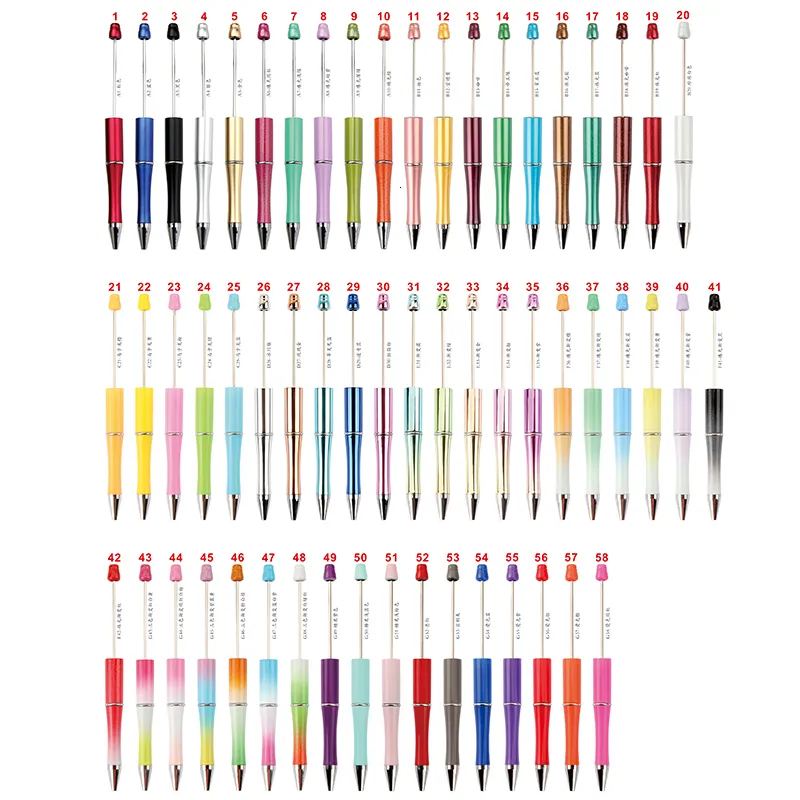 Stylos à bille 100pcs Bonbons Perlé Stylo à bille Stylos Cadeau pour l'écriture Stylos à perles Stylo à perles DIY Cadeau pour étudiant Fournitures de bureau 230721