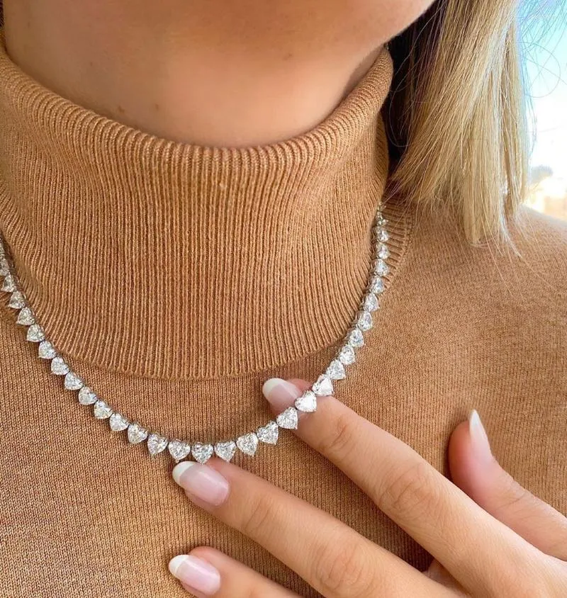 Tour de cou en gros 5A coeur forme CZ glacé Bling Tennis collier pour femmes petite amie saint valentin cadeau bijoux de mode