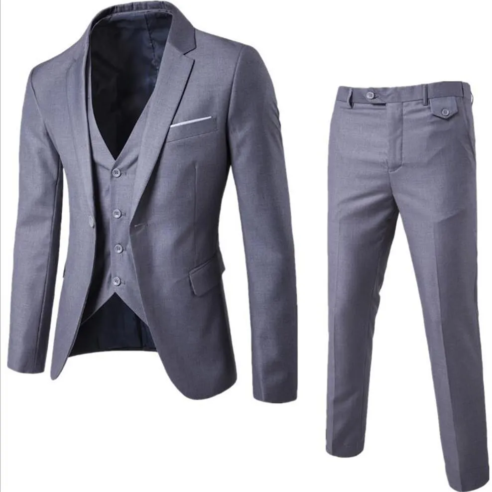 Gilet da uomo Pantaloni da 3 pezzi Completi slim Abiti da cerimonia nuziale Blazer Giacca da uomo d'affari Groomsman Suit Pantaloni Vest224L