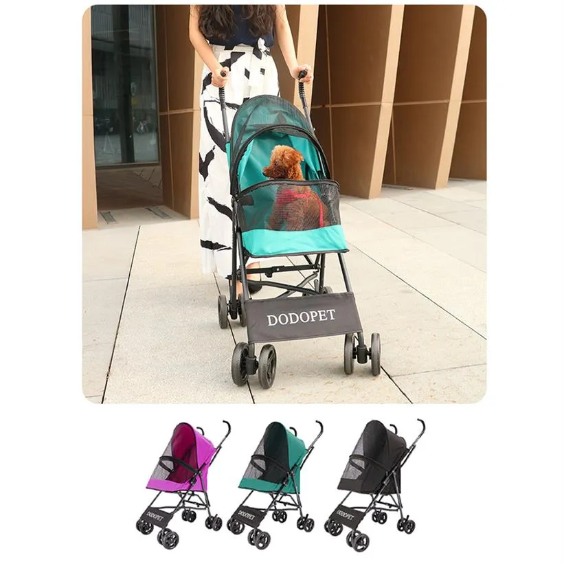 DODOPET Haustier-Kinderwagen, faltbar, für Hunde und Katzen, Outdoor-Tragewagen, Oxford-Stoff, 4 Räder, Kinderwagen für unterwegs274B