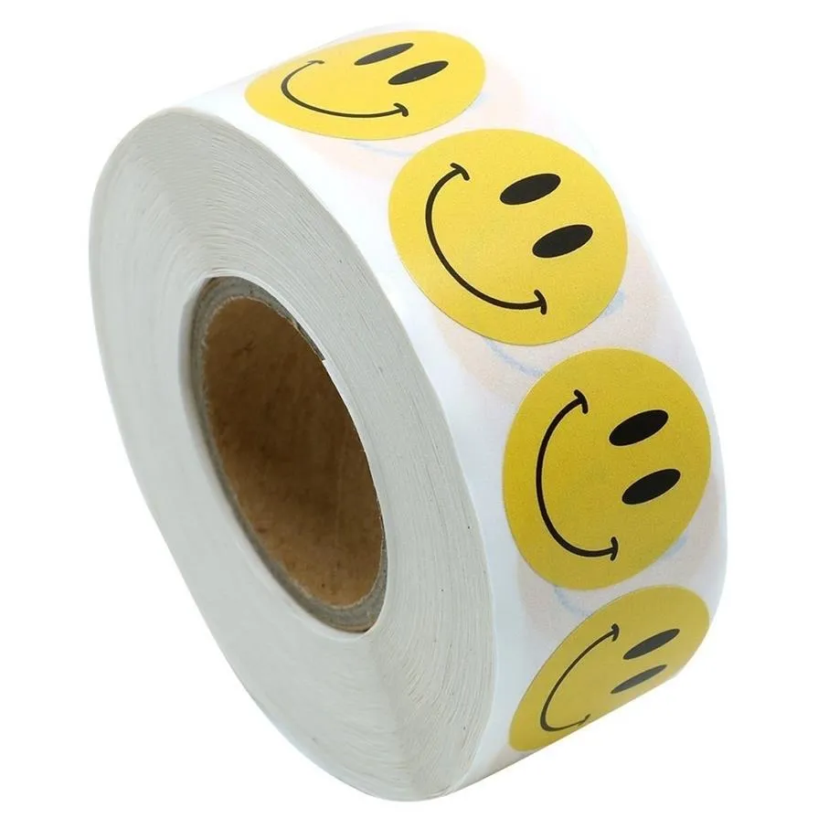 500 pçs rosto sorridente vara-na etiqueta de papel auto-adesivo selo etiqueta caixa de doces decoração cozimento diy flor embalagem scrapbooking311j