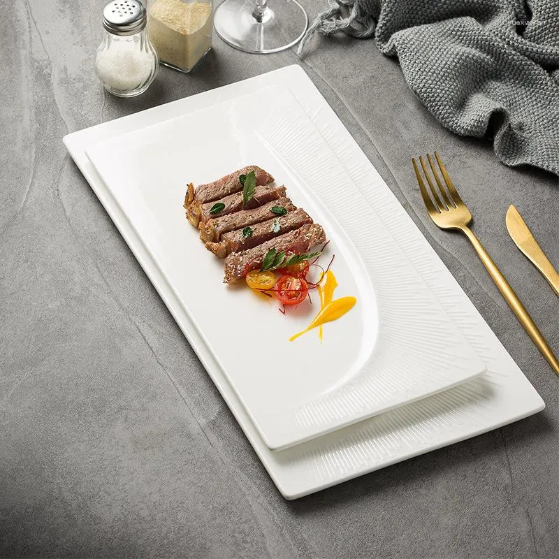 Płytki czyste białe ceramiczne talerz nowoczesne ślubne stół deser dania ręcznie robione prostokąt