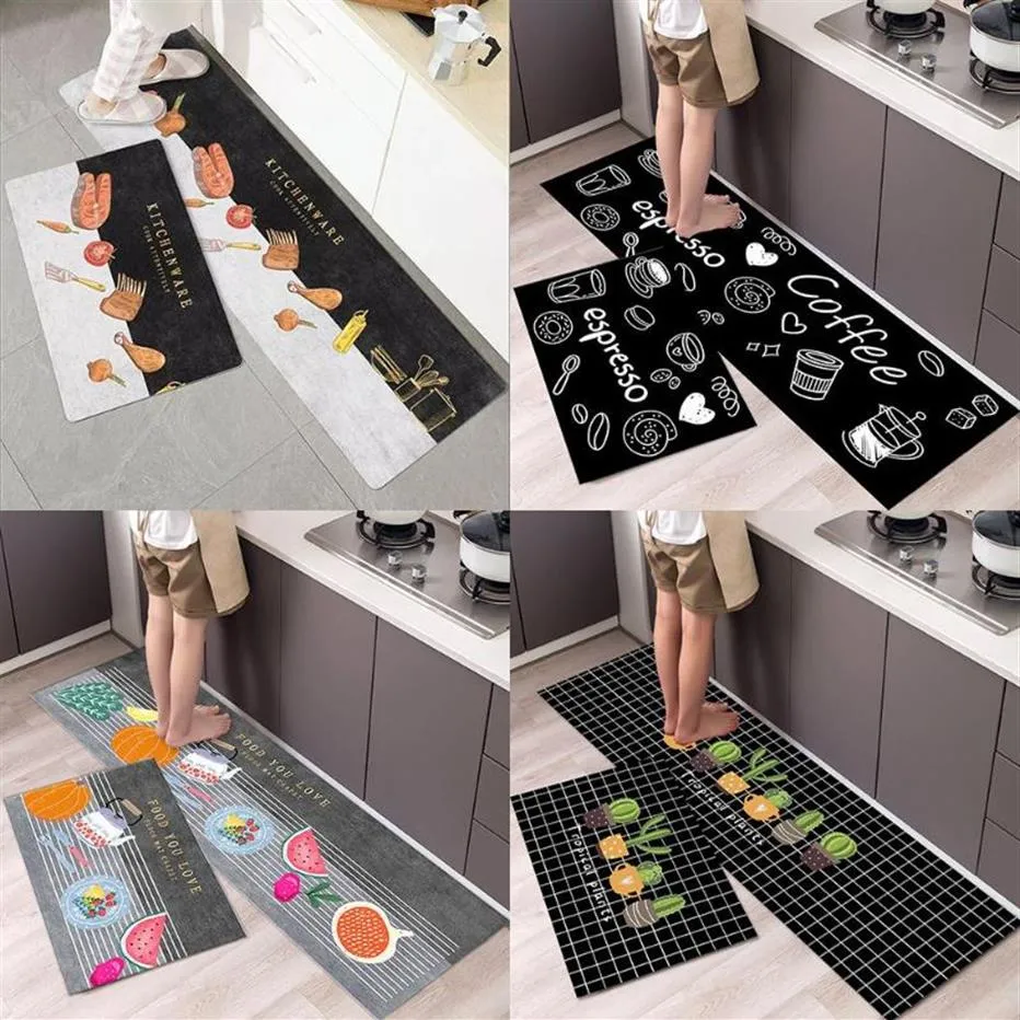 Tapis 2 pièces ensemble dessin animé antidérapant long tapis de cuisine tapis nordique tapis de sol lavable salle de bain entrée paillasson décor à la maison230x
